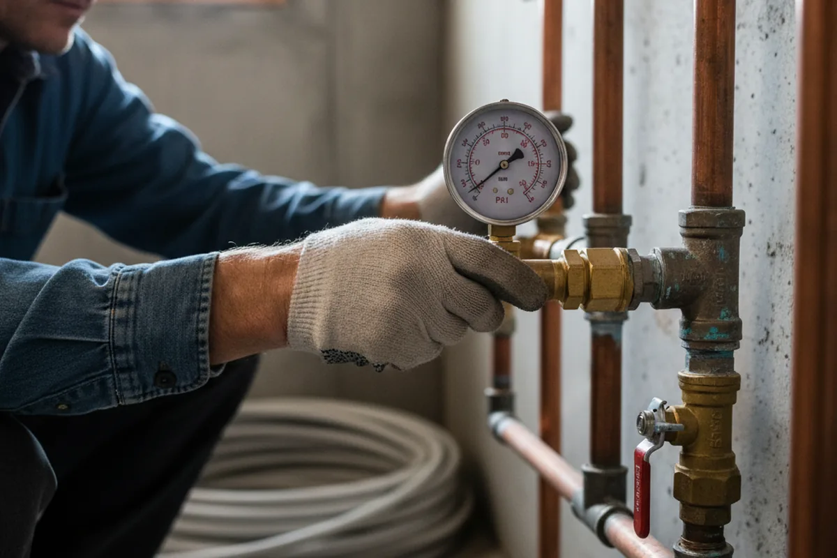 Pressure testing a repaired line during Water Line Repair in Mount Eden